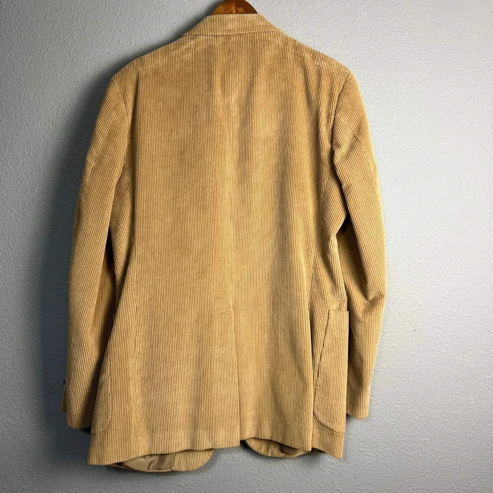 Via Europa Foley's Corduroy Blazer Sport Coat Two Button Jacket Tan Brown Sz 42L